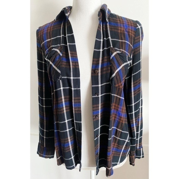 L’Agence • Blue Black Brown Denise Plaid Blouse - Picture 1 of 7